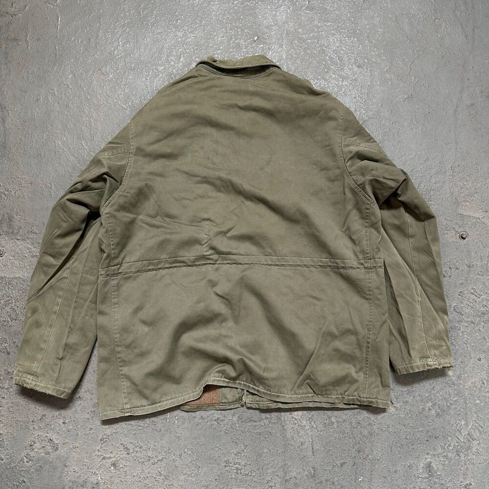 Vintage Olive Lined Zip Workwear Jacket Twin Zip Chest Pockets
